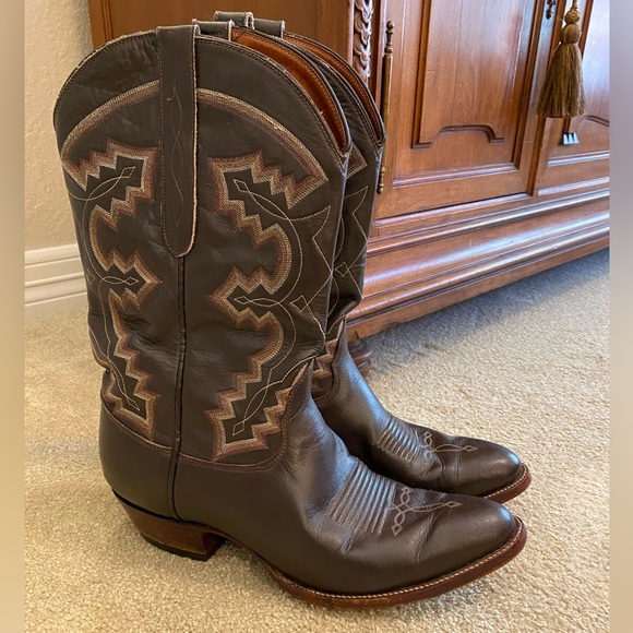 American Boots Brand Men's Cowboy Detailed stitching, Brown